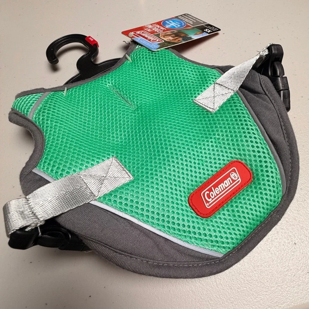 Coleman Pet Cooling Jacket XS Green Mesh Reflective Dog Vest NWT Heat Relief
